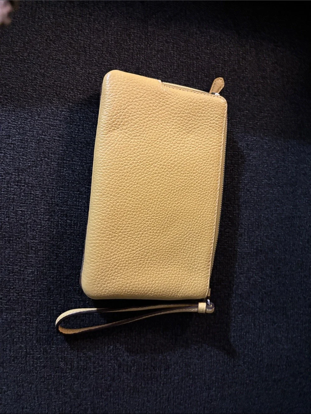 Coach Brown Signature Canvas Wristlet with Yellow Trim. New with tag. Never used